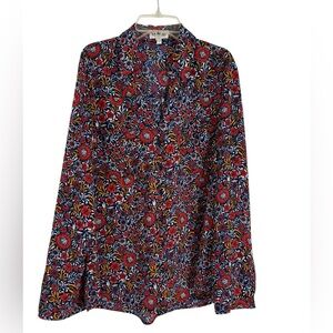 Express The Portofino Shirt Size L Collared Button Up Slim Fit blue floral